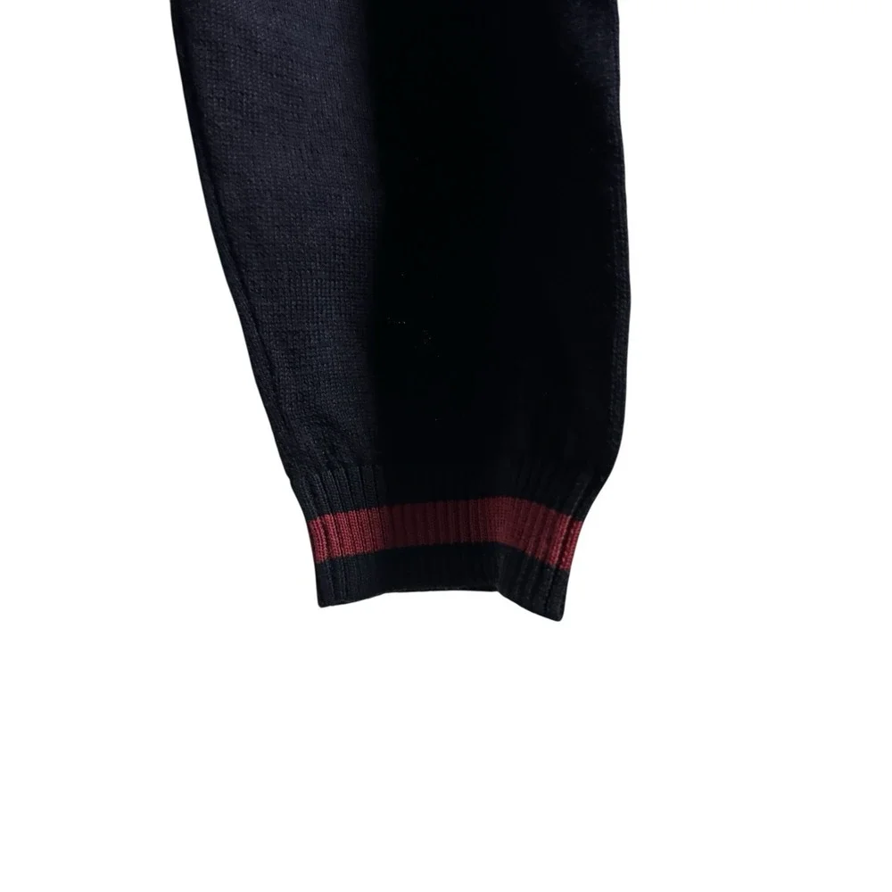 Gucci Men's‎ V-Neck Knit Sweater Navy Red Trim Made in Italy Size S New